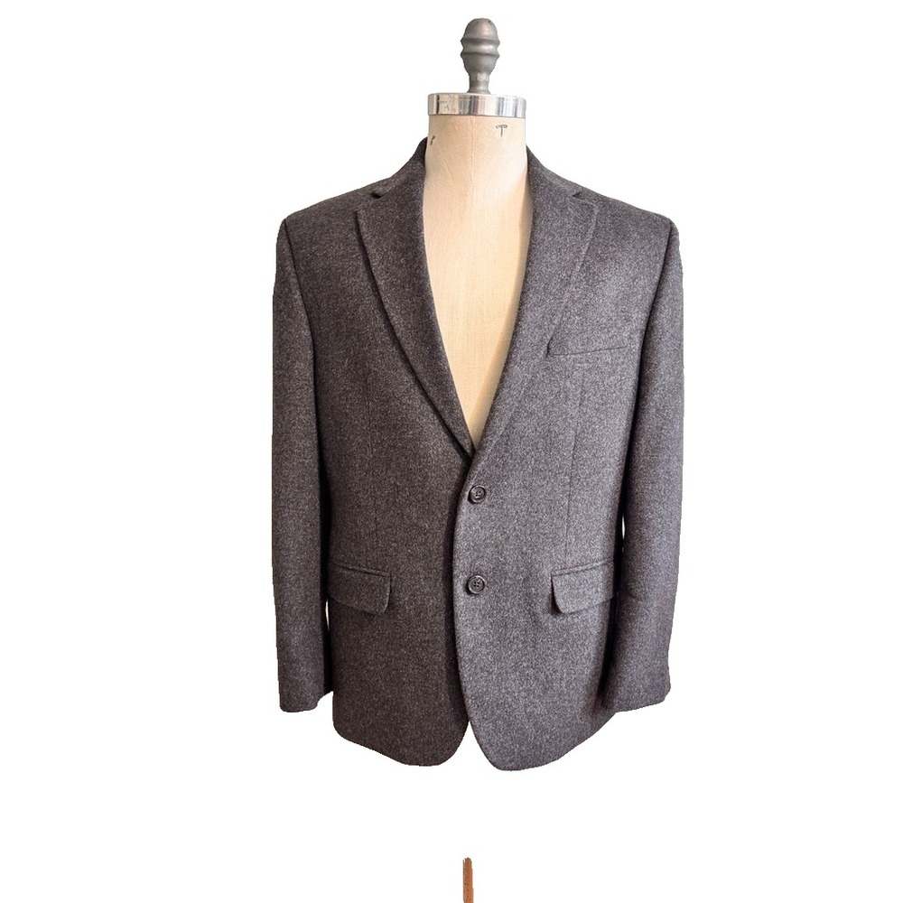 Lauren Ralph Lauren Mens 40S Blazer Gray Wool Silk Cashmere Sport Coat